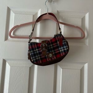 Coach Red and Black Plaid Shoulder Bag